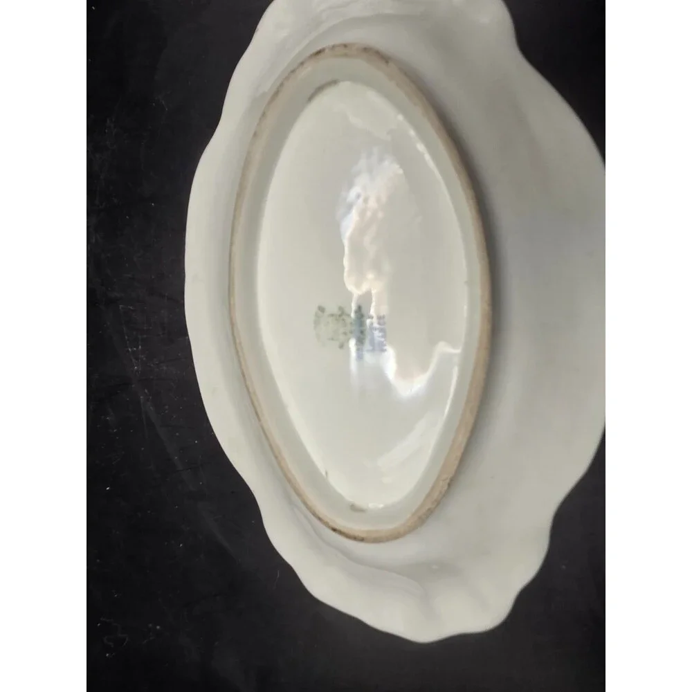 Antique Limoges France WG and Co Porcelain Hand Painted Asparagus Plate Bowl